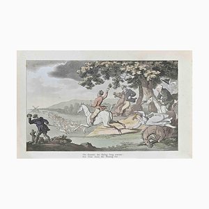 Thomas Rowlandson, The Hounds the Flying Stag Pursue, Etching, 1817