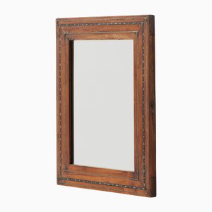 Vintage Wooden Mirror with Inlaid Frame, Spain, 1950s
