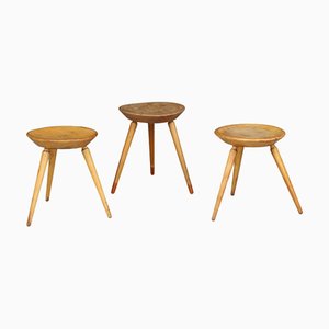 Mid-Century Modern Tripod Stool in Wood, 1950s