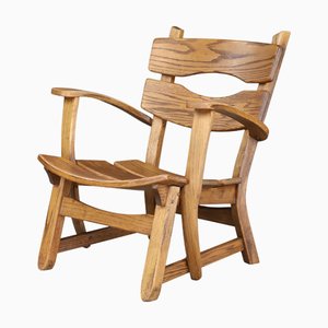 Französischer Mid-Century Sessel aus Eiche, 1950er