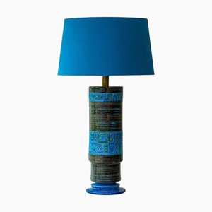 Lampe de Bureau Bitossi Vert Aqua en Céramique Noire par R. Houben, 1970