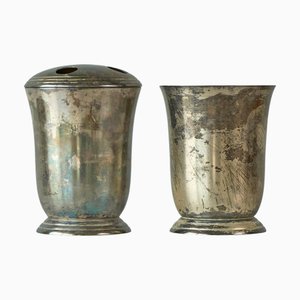 Versilberte Badezimmergarnitur, 1960er, 2er Set