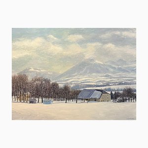 Claude Sauthier, Farm in Winter 2, óleo sobre madera, años 70
