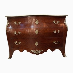 Commode Bombe en Acajou avec Plateau en Marbre