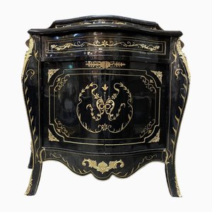 Meuble d'Appoint Noirci de Style Napoléon Ii avec Plateau en Marbre Noir