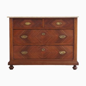 Antique Marble Chest of Drawers with Mirrored Top, 1900