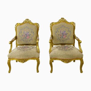 Set de Chaises Antiques Dorées, France, 1890s