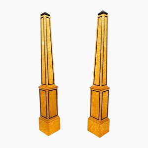 Italian Grand Tour Obelisks in Satinwood with Ebonized Trim, Set of 2