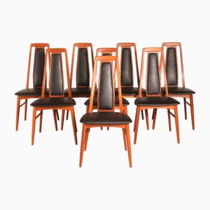 Dänische Eva Esszimmerstühle aus Teak von Niels Koefoed, 1970er, 8er Set