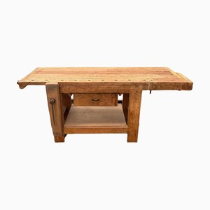 Rustick Oak Carpenter Workbench, Italy, 1980