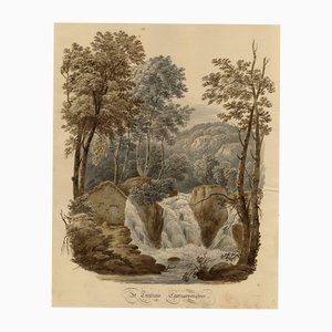 Cascata a Trefriw, Caernarfonshire, Galles, 1832, Acquerello