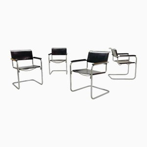 Braune Bauhaus Ledersessel von Mart Stam für Thonet 1980er, 4er Set