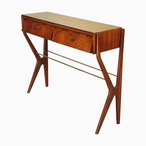 Italienische Konsole mit Glasplatte und Schubladen, 1950