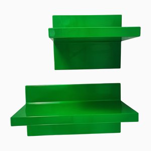Green Plastic Shelves by Marcello Siard for Kartell, 1970s, Set of 2
