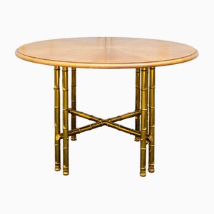 Structure in Worked Brass and Wooden Top, Italy, 1970