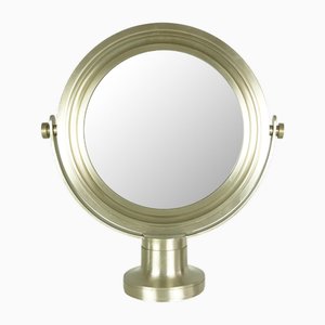 Miroir de Table en Métal Brossé Plaqué Nickel, Italie, 1960s