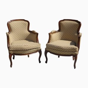 Vintage Bergère Armchairs, 1940s, Set of 2