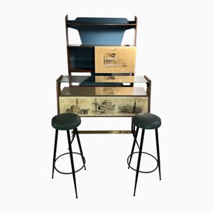 Set de Bar Mobile dans le style de Vittorio Dassi, 1947, Set de 4