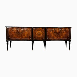 Vintage French Low Sideboard in Marquetry by André Arbus, 1940s