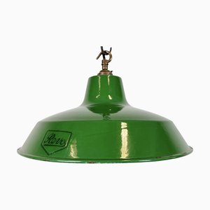 Industrial Green Enamel Factory Pendant Lamp from Revo, 1950s