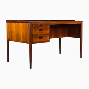 Skandinavischer Moderner Asymmetrischer Holz Schreibtisch mit Barschrank von H. Brockmann Petersen für Poul M. Jessen, 1960er