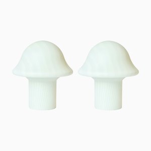 Gestreifte Mid-Century Pilz Tischlampen von Peill & Putzler, Deutschland, 1970er, 2er Set