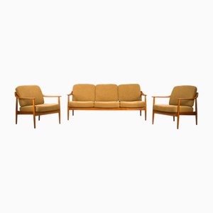 Mid-Century Lounge Chairs and 3-Seater Sofa by Walter Knoll Antimott, 1960s, Set of 3