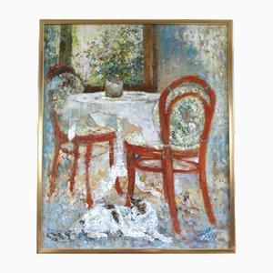 Table for Two, Oil Painting, Framed
