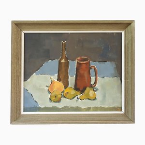 Fruit & Earthenware, Oil Painting, Framed