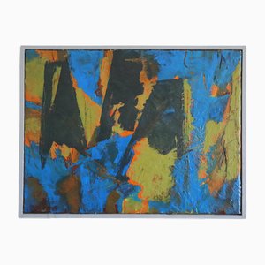 Colisión de cobalto, pintura al óleo, enmarcado