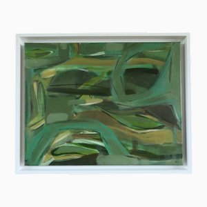 Frances Daws, Resting in Green, Acrylic Painting, Framed