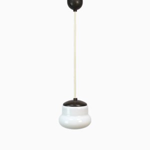 Lampe en Verre Opalin et Bakélite, République Tchèque, 1950s