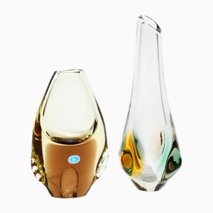 Tschechische Kristallglasvasen von Miroslav Klinger für Bohemia Glass, 1950er, 2er Set