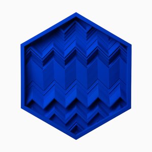 Brutalist Cobalt Blue Wood Wall Art Installation by Studio DeSimoneWayland