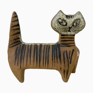 Statuetta a forma di gatto in ceramica di Lisa Larson per Gustavsberg Sweden, anni '70