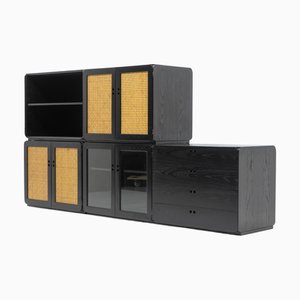 Système de Rangement Modulaire Samara en Frêne Noir par Derk Jan De Vries, 1970s, Set de 5