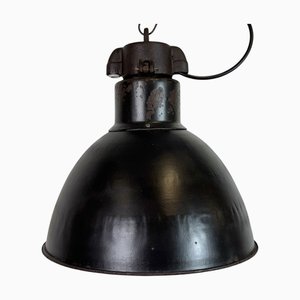 Industrial Bauhaus Black Enamel Pendant Light from Elektrosvit, 1930s