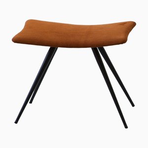 Italian Ottoman in Cognac Suede Leather, 1950s