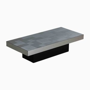 Geometric Coffee Table with Brushed Metal Surface, 1970