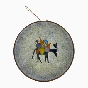 Enamel Wall Plate with Donkey Motif by Albert Gustav Bunge, 1960s