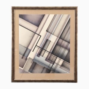 Ton Pape, Konstruktivistische Komposition in Grau- & Brauntönen, 1970er, Öl auf Leinwand