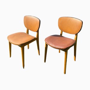 Skandinavische Stühle aus Holz & Leder, 1960