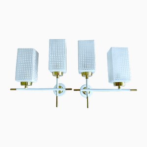 Mid-Century Modern Fench Glass Sconces, 1960s, Set of 2