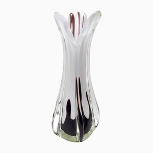 Large Vintage White Hand-Blown Sommerso Glass Vase attributed to Fratelli Toso, Italy, 1960s