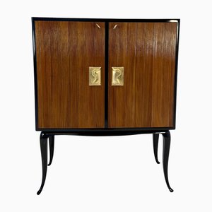 Meuble de Bar Art Déco en Noyer et Feuille d'Or par Osvaldo Borsani, Italie, 1950s