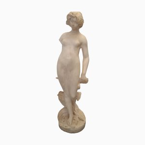 Artiste, Italie, Statue de Femme Nue, 1900s, Albâtre