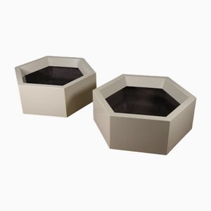 Sechseckige Vintage Fiberglas Pflanzgefäße, 1970er, 2er Set