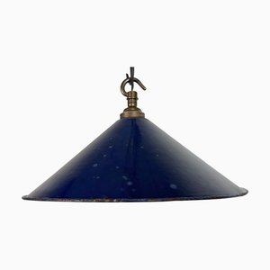 Lampe à Suspension Industrielle en Émail Bleu Foncé, Royaume-Uni, 1950s