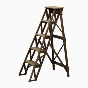 Escalera plegable de madera, años 50