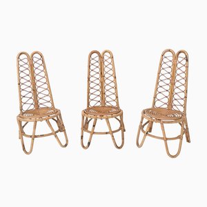 Italienische Bambus Gartenstühle, 1950er, 3 . Set